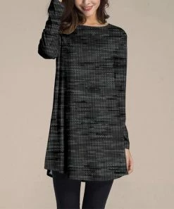 Wholesale 💯 Nanu | Black & Dark Gray Abstract Long-Sleeve Tunic - Plus 😍