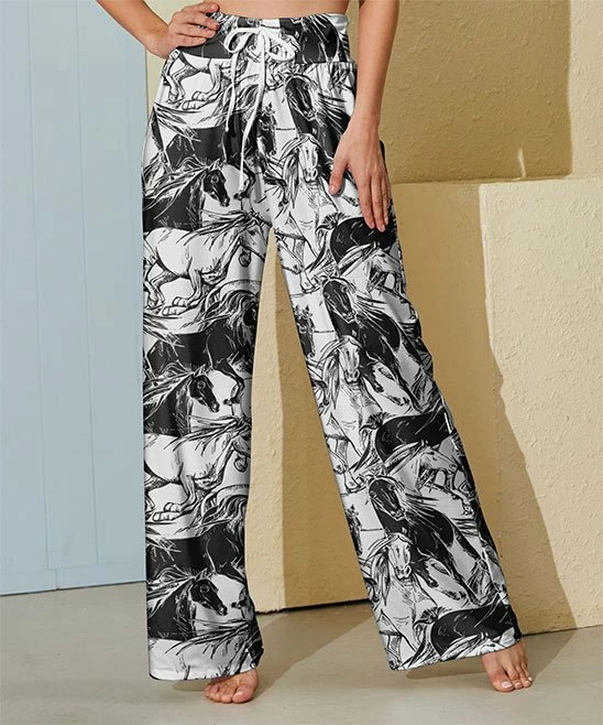Best reviews of โจ Nanu | Black & White Horses Palazzo Pants - ๐ฉ Women โญ