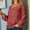 Best Pirce 😉 Nanu | Red Paisley V-Neck Chiffon Tunic - 👩 Women ❤️
