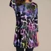 Best Sale 🤩 Nanu | Black & Purple Leopard Three-Quarter Sleeve Tunic - Plus 🧨