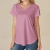Coupon 🥰 Nanu | Fuchsia Red 'Be Classy' V-Neck Tee - Plus 😀