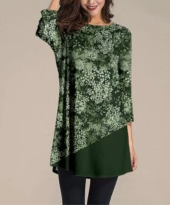 Best Sale 🥰 Nanu | Green Floral Three-Quarter Sleeve Tunic - Plus 😀