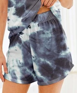 Deals 😉 Nanu | Dark Blue & White Tie-Dye Hacci Drawstring Shorts - Plus 🌟