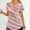 Wholesale 🎉 Nanu | Jacinth & Gray Tie-Dye Hacci V-Neck Curved-Hem Tee - 👩 Women 🌟