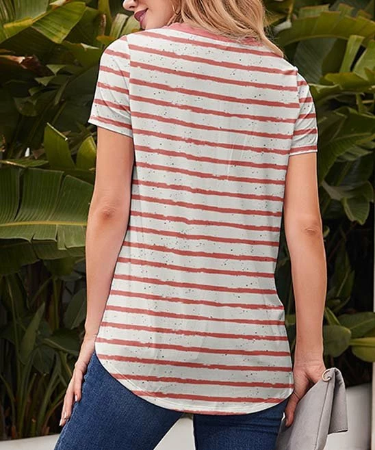 Cheap โจ Nanu | Red & White Stripe Curved-Hem Tee - ๐ฉ Women โจ - Image 2