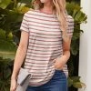 Cheap ✨ Nanu | Red & White Stripe Curved-Hem Tee - 👩 Women ✨