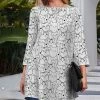 Top 10 🛒 Nanu | Black & White Cats Three-Quarter Sleeve Tunic - Plus ⌛