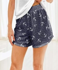 Best Sale ✨ Nanu | Dark Blue Boat Anchor Hacci Drawstring Shorts - 👩 Women 💯