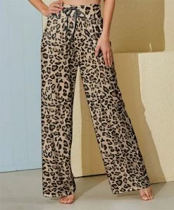 Wholesale 😀 Nanu | Brown & Black Leopard Palazzo Pants - 👩 Women & Plus 😀