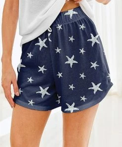 Cheapest ⭐ Nanu | Dark Blue & White Stars Hacci Drawstring Shorts - 👩 Women & Plus ❤️