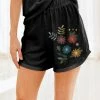 Hot Sale 🎁 Nanu | Black Floral Hacci Drawstring Shorts - 👩 Women 😍