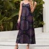 Promo 😍 Nanu | Navy & Pink Mandala V-Neck Sleeveless Maxi 👗 Dress - Plus 🎁