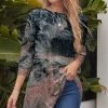 Deals 😀 Nanu | Dark Gray-Blue & Blush Abstract Three-Quarter Sleeve Pocket Tunic - Plus 🥰
