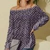Hot Sale ⭐ Nanu | Purple & Black Zebra Hacci Boatneck Dolman Pullover - Plus 🧨