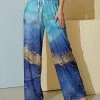 Flash Sale 🔔 Nanu | Blue & Gold Marble Palazzo Pants - 👩 Women 😍