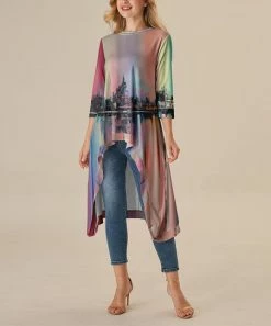 Budget 🥰 Nanu | Black & Pink City Hi-Low Tunic - Plus 😍