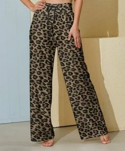 Best reviews of ✨ Nanu | Brown & Black Leopard Velvet Palazzo Pants - 👩 Women 😀