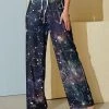 Flash Sale 🌟 Nanu | Dark Blue & White Celestial Starry Sky Palazzo Pants - 👩 Women & Plus 🌟