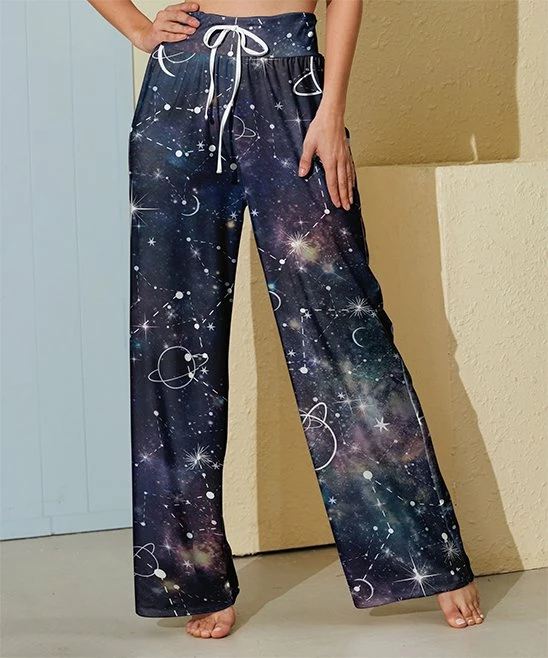 Flash Sale ๐ Nanu | Dark Blue & White Celestial Starry Sky Palazzo Pants - ๐ฉ Women & Plus ๐
