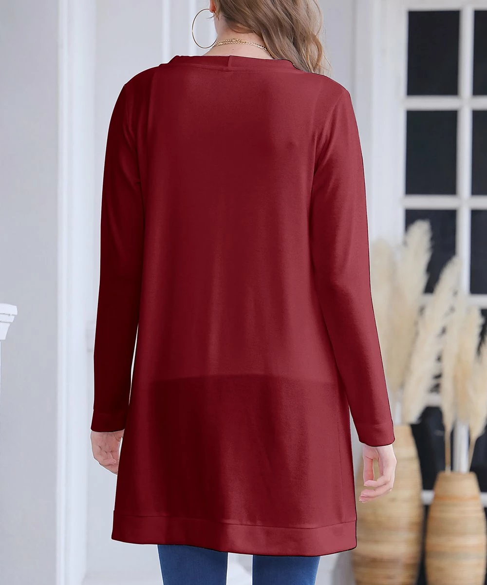 Best Pirce ๐ Nanu | Red & Black Floral Hacci Open Cardigan - Plus ๐ - Image 2