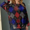 Flash Sale ⌛ Nanu | Black & Blue Argyle French Terry Sweatshirt - 👩 Women 🔔