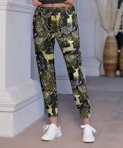 Best deal 😀 Nanu | Black & Gold Reindeer Hacci Pocket Joggers - Plus 🧨