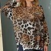 Cheap 🔥 Nanu | Brown & Black Leopard Hacci Split-Hem Dolman Pullover - Plus 🛒