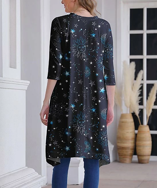 Top 10 ๐ Nanu | Dark Blue Moon & Stars Hi-Low Tunic - ๐ฉ Women & Plus ๐ฅฐ - Image 2